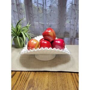 Vintage Fenton Silver Crest, Banana Stand, Milk Glass Dish, Bowl Pedestal Stand